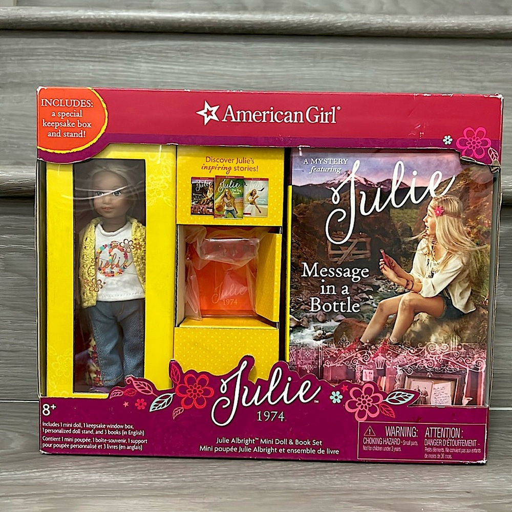 🖤NIB💕 American Girl Julie 1974 Mini Doll 6.5" plus 3 Book Collection - NEW